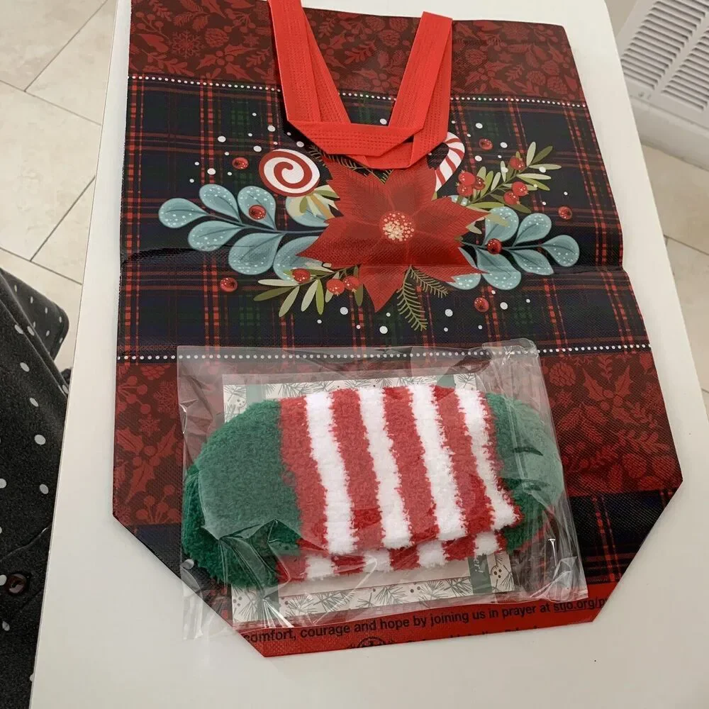 4-Piece Christmas Gift Package: Gift Bag, Booties, Card, and Suncatcher New
